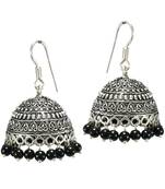 Hot Fashion Black Beads Oxidized Jhumke Earrings