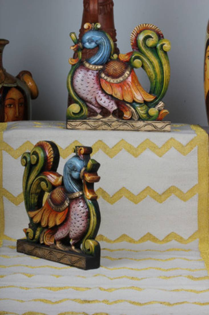 Carved, Wooden Anna Pakshi Bird Panels- Painted