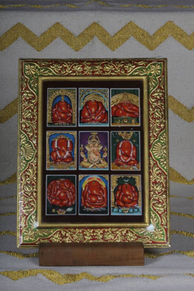Gold Embossed Ashtavinayak Wall Panel