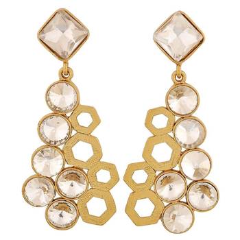 Designer 18k Antique Gold Plated Filigree Geometric Dangling Earring for Women 1