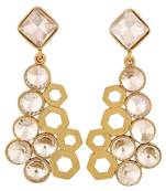 Designer 18k Antique Gold Plated Filigree Geometric Dangling Earring for Women