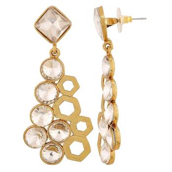Designer 18k Antique Gold Plated Filigree Geometric Dangling Earring for Women 2