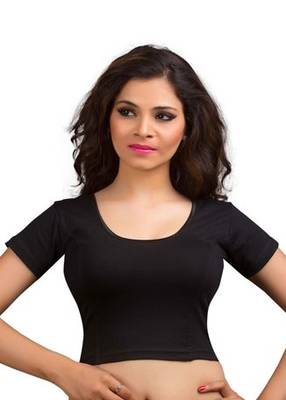 Black Cotton Lycra Strechable Stitched Blouse 1