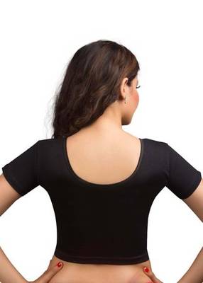 Black Cotton Lycra Strechable Stitched Blouse 3