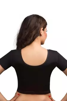 Black Cotton Lycra Strechable Stitched Blouse