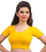 Dark Yellow Cotton Lycra Strechable Stitched Blouse