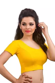 Dark Yellow Cotton Lycra Strechable Stitched Blouse