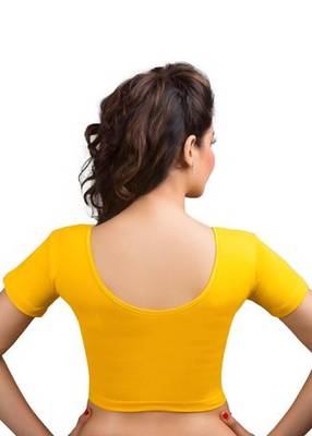 Dark Yellow Cotton Lycra Strechable Stitched Blouse 3