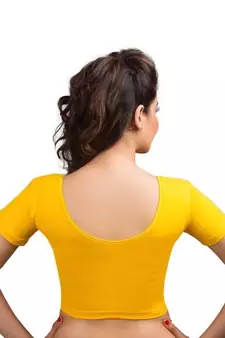 Dark Yellow Cotton Lycra Strechable Stitched Blouse