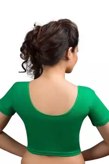 Green Cotton Lycra Strechable Stitched Blouse