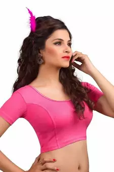 Light Pink Cotton Lycra Strechable Stitched Blouse