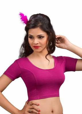 Magenta Cotton Lycra Strechable Stitched Blouse 1