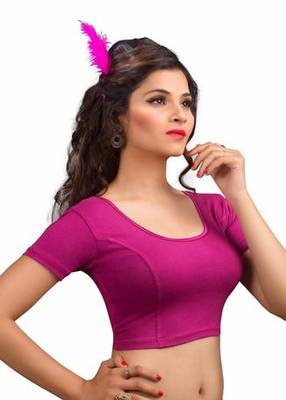 Magenta Cotton Lycra Strechable Stitched Blouse 2