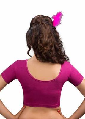 Magenta Cotton Lycra Strechable Stitched Blouse 3