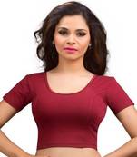 Maroon Cotton Lycra Strechable Stitched Blouse