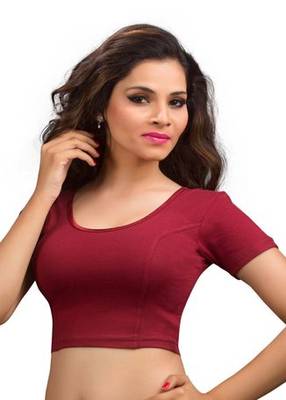 Maroon Cotton Lycra Strechable Stitched Blouse 2