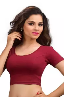 Maroon Cotton Lycra Strechable Stitched Blouse