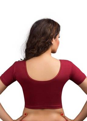 Maroon Cotton Lycra Strechable Stitched Blouse 3