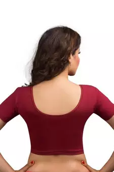 Maroon Cotton Lycra Strechable Stitched Blouse