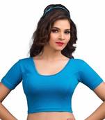 Peacock Blue Cotton Lycra Strechable Stitched Blouse