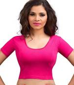 Pink Cotton Lycra Strechable Stitched Blouse
