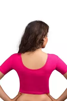 Pink Cotton Lycra Strechable Stitched Blouse