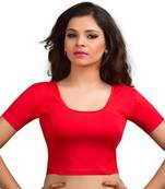 Red Cotton Lycra Strechable Stitched Blouse