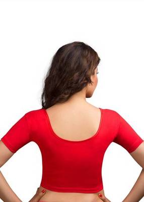 Red Cotton Lycra Strechable Stitched Blouse 3