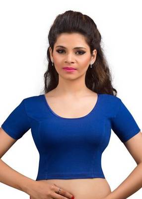 Royal Blue Cotton Lycra Strechable Stitched Blouse 1
