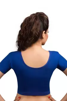Royal Blue Cotton Lycra Strechable Stitched Blouse
