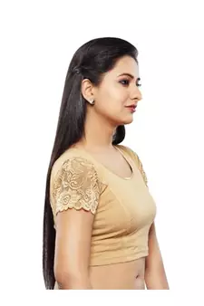 Golden Cotton Lycra Strechable Stitched Blouse