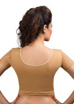 Dark Golden Cotton Lycra Strechable Stitched Blouse 3