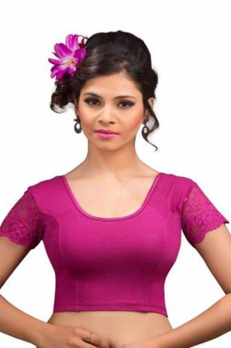 Magenta Cotton Lycra Strechable Stitched Blouse