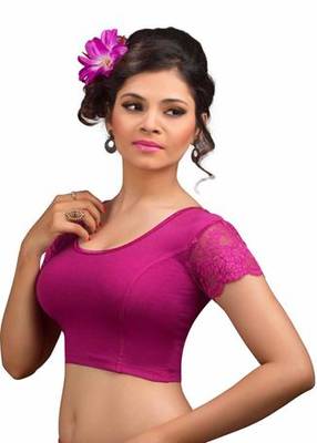 Magenta Cotton Lycra Strechable Stitched Blouse 2