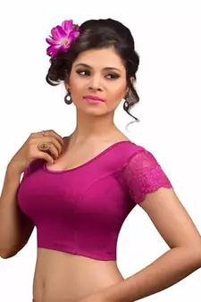 Magenta Cotton Lycra Strechable Stitched Blouse