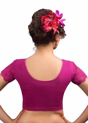 Magenta Cotton Lycra Strechable Stitched Blouse 3