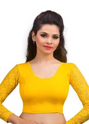 Yellow Cotton Readymade Strechable Stitched Blouse 1
