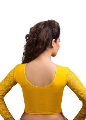 Yellow Cotton Readymade Strechable Stitched Blouse 3