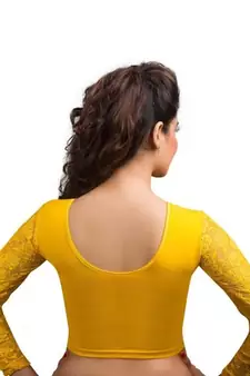 Yellow Cotton Readymade Strechable Stitched Blouse