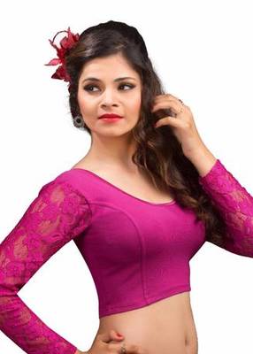 Magenta Cotton Lycra Strechable Stitched Blouse 2