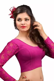 Magenta Cotton Lycra Strechable Stitched Blouse