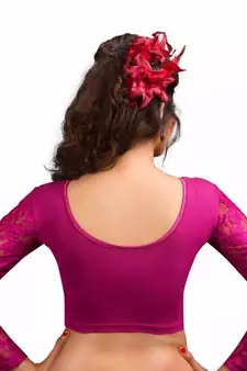 Magenta Cotton Lycra Strechable Stitched Blouse