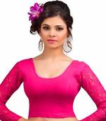 Pink Cotton Lycra Strechable Stitched Blouse