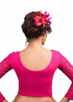 Pink Cotton Lycra Strechable Stitched Blouse 3
