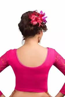 Pink Cotton Lycra Strechable Stitched Blouse
