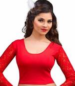 Red Cotton Lycra Strechable Stitched Blouse