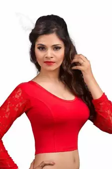 Red Cotton Lycra Strechable Stitched Blouse