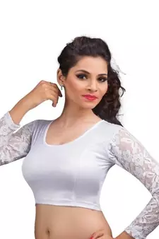 Silver Shimmer Strechable Stitched Blouse