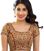 Maroon Kundan Work Stitched Dupion Silk Readymade Blouses