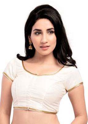 Offwhite No Embroidery Stitched Brocade Readymade Blouses 1